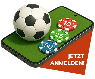 Smartphone mit Chips und Fussball für Wetten
